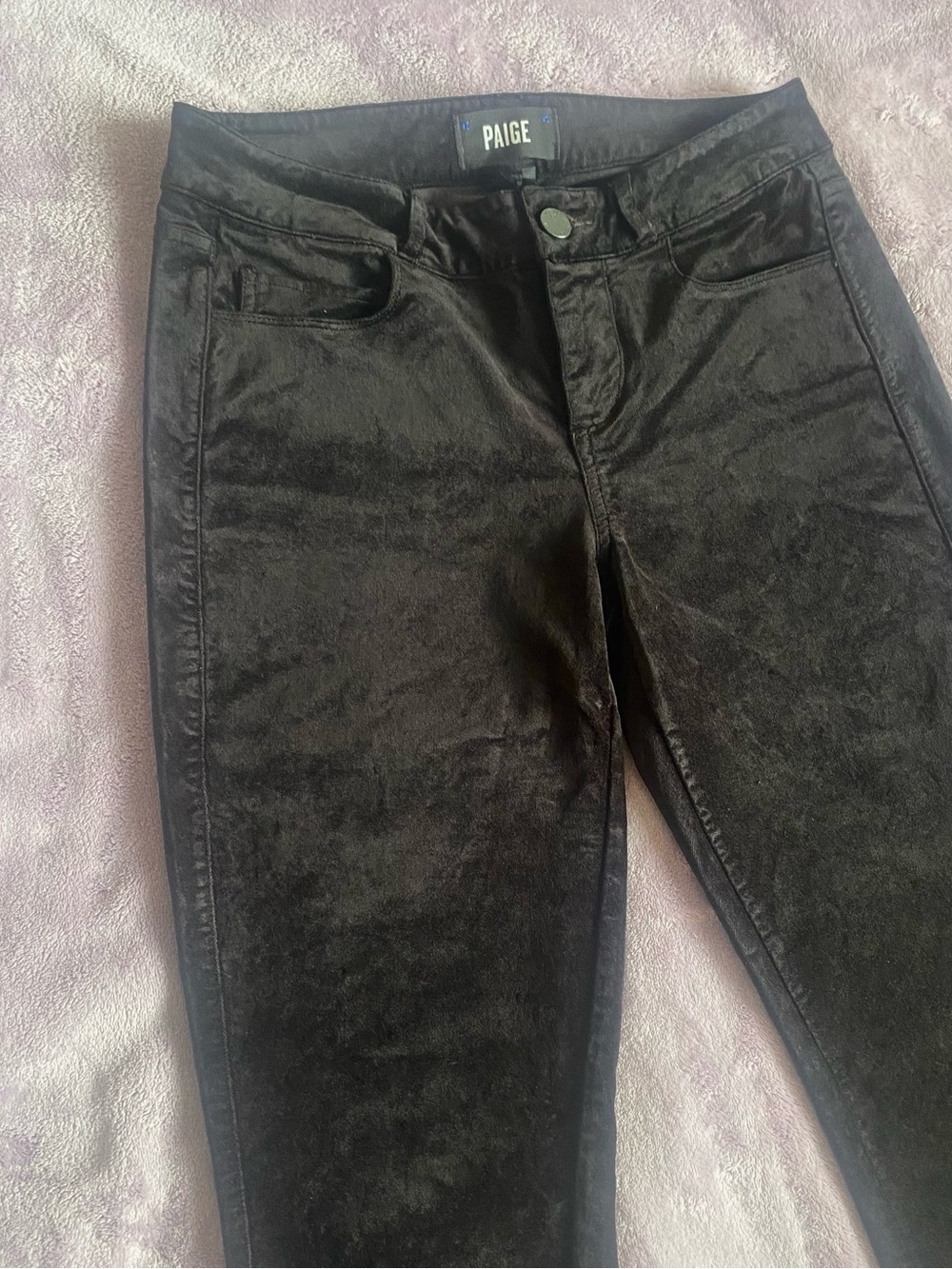 PAIGE Verdugo Ultra Skinny Black Velvet Jeans Size 26 Velour Stretch